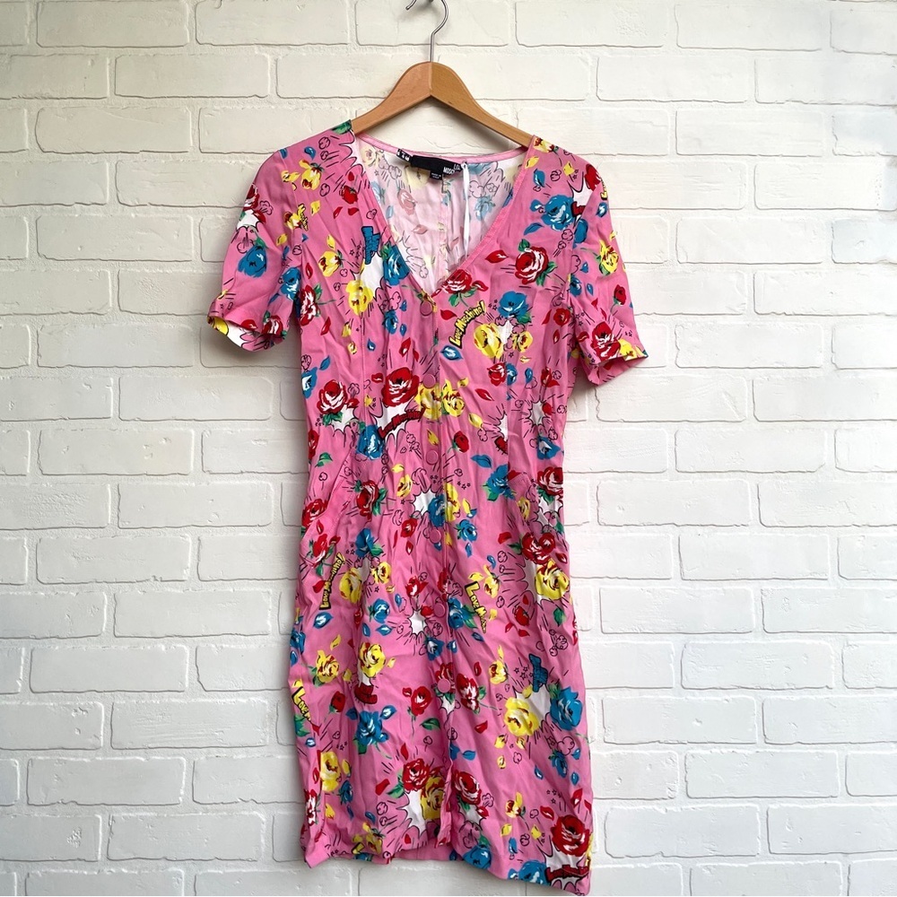 Love Moschino Pink Dress Size 4 Womens Floral Pattern NEW With TAGS